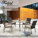 Festival Depot Outdoor Dining Table Square Patio Bistro Table with 2.16" Umbrella Hole Metal Side Coffee Table with Steel Legs,Black Grey (Square Dining Table)