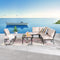 Festival Depot 9 Pieces Patio Conversation Set Sectional Sofa Corner Armchair Ottoman with Thick Cushions and Coffee Table All Weather Metal Outdoor Furniture for Deck Garden, Beige