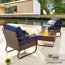 Festival Depot Patio Dining Chair with Thick Cushions Wicker Armchair with U Shaped Steel Legs Outdoor Furniture for Bistro Garden Yard All-Weather