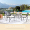Festival Depot 5 Piece Patio Furniture Set 4 Outdoor Wrought Iron Dining Chairs with Thick Seat Cushions and Square Metal Table with 2.16" Umbrella Hole for Garden Yard Deck