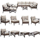 Festival Depot 13 Pcs Patio Outdoor Furniture Conversation Set Sectional Corner Sofa with All-Weather Brown PE Rattan Wicker Back Chair, Ottoman, Coffee Table and Thick Removable Couch Cushions