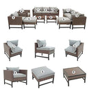Festival Depot 12 Pieces Patio Conversation Set Outdoor Furniture Combination Sectional Corner Sofa Loveseat All-Weather Wicker Metal Chairs with Seating Back Cushions Side Coffee Table Ottoman,Gray