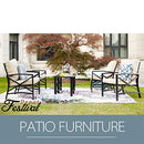 Festival Depot 6 Pieces Outdoor Furniture Patio Conversation Set All-Weather Metal Armchair Sofa Chairs with Seat and Back Cushions Side Coffee Tables