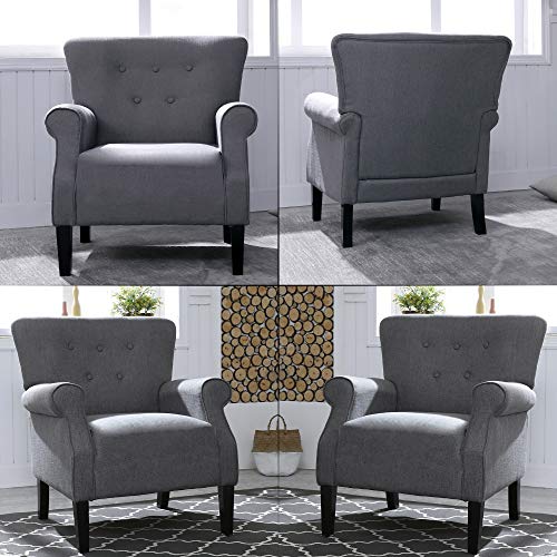 Festival Depot 1 Piece Indoor Modern Fabric Furniture Accent Arm Chair Single Sofa for Living Room Bedroom with Comfortable Seat