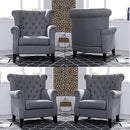 Festival Depot 1 Piece Indoor Modern Fabric Furniture Accent Arm Chair Single Sofa for Living Room Bedroom with Hand-Crafted Button Tufting Details and Thick Cushions,29.3" x 28.7" x 39.6"