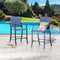 Festival Depot Patio Outdoor Bar Stool Height Dining Chair with High Textilene Backs Metal Frame Furniture for Pub Counter Deck Pool Garden Yar (Blue)