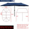 Festival Depot 14.7 ft Patio Outdoor Double-Sided Umbrella Large Twin Market Ventilation Aluminum Crank for Porch, Deck, Backyard and Pool