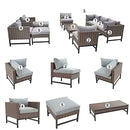 Festival Depot 10 Pieces Patio Conversation Set Outdoor Furniture Combination Sectional Sofa Loveseat Chaise All-Weather Wicker Metal Chairs with Seating Back Cushions Side Coffee Table,Gray