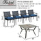 Festival Depot 5 Piece Patio Furniture Set 4 Outdoor Wrought Iron Dining Chairs with Thick Seat Cushions and Square Metal Table with 2.16" Umbrella Hole for Garden Yard Deck