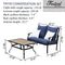 Festival Depot 2 Pieces Patio Set Loveseat with Seat Back Cushions and Pillows and Coffee Table Outdoor Furniture Metal Conversation Set for Garden Backyard Porch