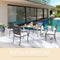 Festival Depot 5 Piece Patio Furniture Set 4 Outdoor Wrought Iron Dining Chairs with Thick Seat Cushions and Square Metal Table with 2.16" Umbrella Hole for Garden Yard Deck