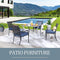 Festival Depot 5 Piece Patio Furniture Set 4 Outdoor Wrought Iron Dining Chairs with Thick Seat Cushions and Square Metal Table with 2.16" Umbrella Hole for Garden Yard Deck