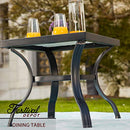 Festival Depot Modern Furniture Outdoor Square Patio Dining Coffee Bistro Table Metal Steel Legs with Ceramics Top All-Weather,20.9"(L) x 20.9"(W) x 19.7"(H),Black