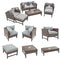 Festival Depot 8 Pieces Patio Conversation Set Outdoor Furniture Combination Sectional Sofa Loveseat All-Weather Woven Wicker Metal Chairs with Seating Back Cushions Side Coffee Table Ottoman, Gray