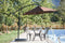 Festival Depot Outdoor Patio Umbrella Offset Cantilever Hanging Sun Umbrella with Hand Crank and Water Base/Stand for Pool Porch Deck Market Lawn