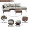 Festival Depot 6pcs Outdoor Furniture Patio Conversation Set Sectional Corner Sofa Chairs with X Shaped Metal Leg All Weather Brown Rattan Wicker Ottoman Side Coffee Table with Grey Seat Back Cushions