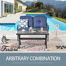 Festival Depot 2 pc Conversation Set Outdoor Patio Loveseat with Seat and Back Thick Cushions and Coffee Table Metal Furniture for Garden Bistro