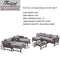 Festival Depot 10 Pieces Outdoor Furniture Patio Conversation Set Combination Sectional Sofa Loveseat All-Weather Wicker Metal Chairs with Seating Back Cushions Side Coffee Table,Gray