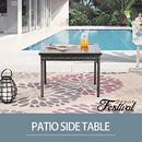 Festival Depot Patio Wicker Side Table, All-Weather Rattan Square Coffee Table with Metal Steel Frame Wooden-Like End Table Top Outdoor Sectional Furniture for Garden Pool Backyard Lawn