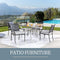 Festival Depot 5 Piece Patio Furniture Set 4 Outdoor Wrought Iron Dining Chairs with Thick Seat Cushions and Square Metal Table with 2.16" Umbrella Hole for Garden Yard Deck
