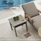 Festival Depot Patio Side Table Metal Bistro Table in Square Shape with Rattan Wicker Outdoor Furniture for Porch Deck Grey (22.5"x22.5"x21.9"H)