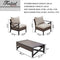 Festival Depot 3 Pieces Patio Furniture Set All-Weather Rattan Wicker Metal Frame Sofa Chair Outdoor Conversation Set Sectional Corner Couch with Cushions and Coffee Table for Deck Poolside