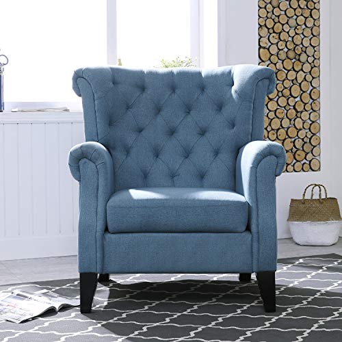Festival Depot 2 pcs Indoor Modern Fabric Furniture Set Accent Arm Chair Single Sofa for Living Room Bedroom with Deep Seat High Back and Thick Cushions, 37.4" x 35.8" x 41.5"