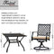 Festival Depot Patio Dining Set 5-Piece Outdoor Metal Furniture Set, 4 Swivel Chairs and 1 Square Dining Table with 1.61" Umbrella Hole for Porch Lawn Garden Balcony Pool Backyard, Black