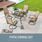 Festival Depot 5-Piece Patio Dining Sets Outdoor Furniture with Round Swivel Chairs Deck Table High Textilene Back and Metal Frame for Backyard Porch Lawn Garden