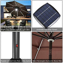 Festival Depot 9.8ft Outdoor Patio 3 Tiers Ventilation Market Aluminum Umbrella Button Tilt Easy Crank Center Light 8 Solar Powered LED Lights Bars All-Weather