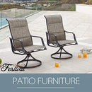 Festival Depot 2 Pcs Bistro Outdoor Patio Dining 360¡Swivel Chairs Furniture Armrest Chairs for Deck Garden Pool