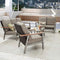 Festival Depot 4pcs Patio Conversation Set Wicker Armchair Glider Loveseat All Weather Rattan 3-Seater Sofa with Thick Cushions and Coffee Table in Metal Frame Outdoor Furniture for Deck