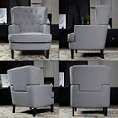 Festival Depot 2Pcs Indoor Modern Fabric Furniture Set Accent Chair Single Armrest Sofa for Living Room Bedroom with Deep Seat High Back and Thick Cushions, 32.3"(W) x 31.5"(D) x 39.4"(H)