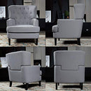 Festival Depot 1 Piece Indoor Modern Fabric Furniture Accent Arm Chair Single Sofa for Living Room Bedroom with Hand-Crafted Button Tufting Details and Thick Cushion, 32.3" x 31.5" x 39.4"