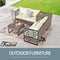 Festival Depot Patio Conversation Set, PE Wicker Four-Seater Corner Conjoined Storage Box Sofa Set, All-Weather Outdoor Furniture with Cushions Rattan Coffee Table for Backyard Garden Indoor (Beige)
