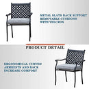 Festival Depot 5 Piece Patio Furniture Set 4 Outdoor Wrought Iron Dining Chairs with Thick Seat Cushions and Square Metal Table with 2.16" Umbrella Hole for Garden Yard Deck
