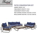 Festival Depot 7 Pieces Patio Conversation Sets Loveseat Outdoor Furniture Sectional Sofa with All-Weather PE Rattan Wicker Back Armchair, Coffee Table and Soft Removable Couch Cushions (Blue)