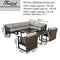 Festival Depot 10Pc Outdoor Furniture Patio Conversation Set Sectional Corner Sofa Chairs All Weather Wicker Ottoman Metal Frame Slatted Coffee Table with Thick Grey Seat Back Cushions Without Pillows