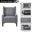 Festival Depot 2 pcs Indoor Modern Fabric Furniture Set Accent Arm Chair Single Sofa for Living Room Bedroom with Wingback and Comfortable Seat, 28.7" x 18.9" x 30.7", Grey