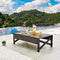 Festival Depot Metal Outdoor Side Coffee End Table Patio Bistro Living Room Dining Table Wood Grain Top Wicker Rattan Furniture with Side X Shaped Slatted Steel Legs Brown Black