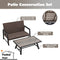 Festival Depot 2Pcs Patio Conversation Set, PE Wicker Bistro Set, All-Weather Outdoor Furniture, with 1 Loveseat and 1 DPC Coffee Table for Backyard Porch Lawn Deck Garden