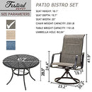 Festival Depot 5 Pieces Patio Dining Conversation Set, 4 Swivel Bistro Armrest Chair & 1 Round Metal Table with 2.04" Umbrella Hole for Deck Poolside Porch Backyard