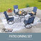 Festival Depot 5 Pieces Patio Dining Conversation Set, 4 Swivel Bistro Armrest Chair & 1 Round Metal Table with 2.04" Umbrella Hole for Deck Poolside Porch Backyard