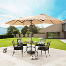 Festival Depot 14.7 ft Patio Umbrella Outdoor Large Twin Umbrella Double-Sided Ventilation Sun Canopy Market Umbrella with Aluminum Pole Handle Crank Without Base for Garden, Poolside, Deck