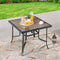 Festival Depot Outdoor Dining Table Black Metal Patio Table with Wood-Like DPC Tabletop and Curved Steel Legs Square Bar Height Bistro Table for Garden, Backyard and Porch