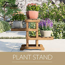 Festival Depot 3-Tier Outdoor Wooden Plant Stand Flower Pot Holder Shelf Indoor Plant Display Rack for Patio Deck Lawn