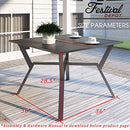 Festival Depot 5 Pieces Patio Dining Set of 4 Armrest Chair with Textilene Fabric and 1 Square Table with 2.16" Umbrella Hole Outdoor Furniture w/Metal Frame for Backyard Deck Garden, Grey