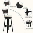 Sports Festival 17.7- Inch Backless Bar Stool Chair with Round Seat, Metal Frame and Foot Pedals for Patio and Outdoor Bar Seating, Black