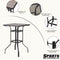 Sports Festival 3 Pcs Patio Bistro Height Set Outdoor Furniture, Backless Bar Stool Chair with Round Seat, Foot Pedals and Wooden Finish Desktop Metal Frame Steel Square Table for Deck Garden Lawn