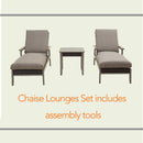 3 Piece Luxury Patio Chaise Lounge Set with Adjustable Wicker Reclining Chairs, Removable Cushions and Side Table